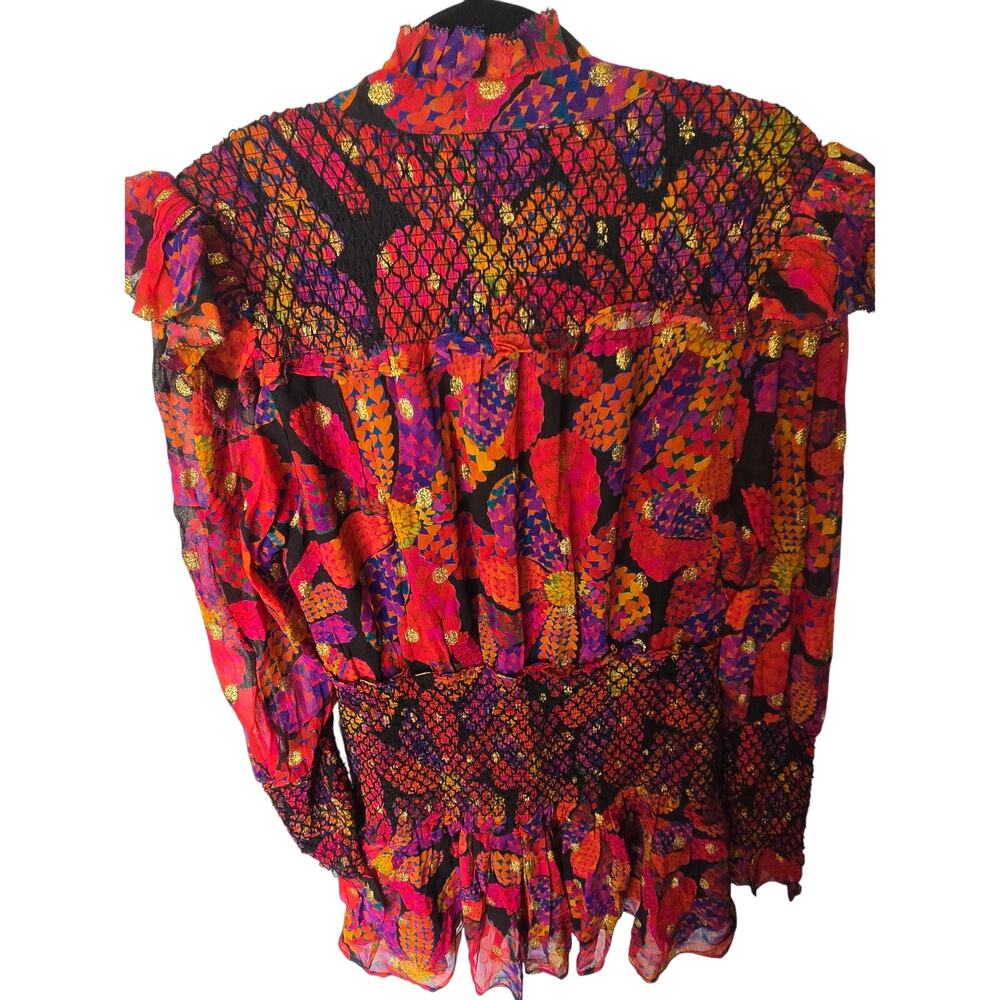 New Farm Rio Heart Daisy Fairy Whimsy Ruffled Long Sleeve Colorful Dress Size M - Picture 6 of 13